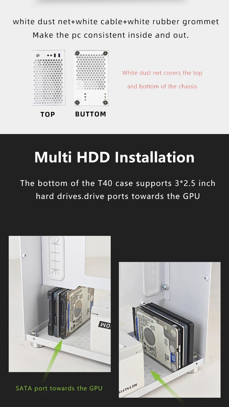 METALFISH™ T40 Mini ITX 7L Compact Gaming Case