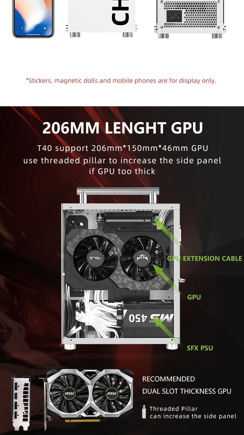 METALFISH™ T40 Mini ITX 7L Compact Gaming Case