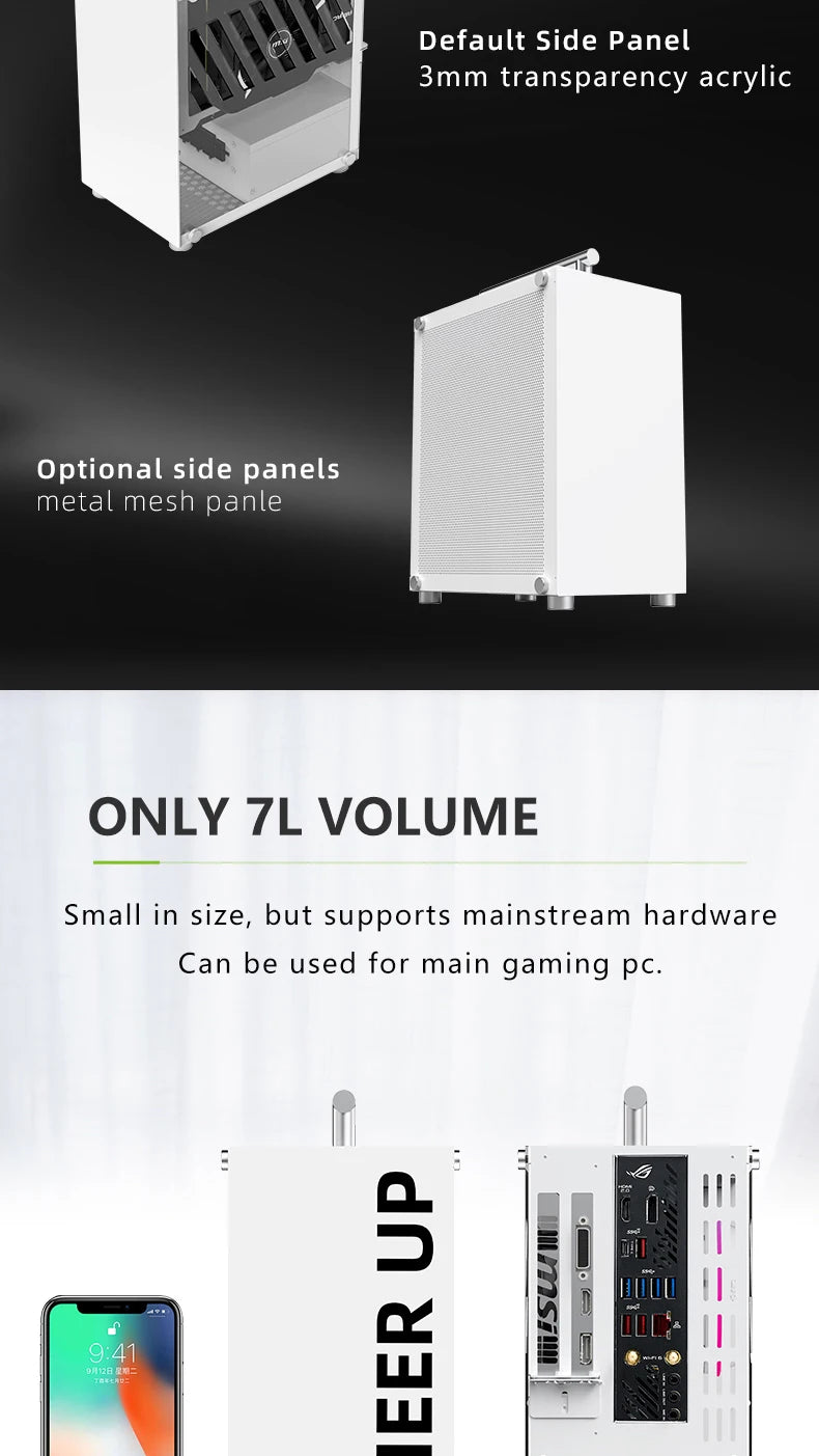 METALFISH™ T40 Mini ITX 7L Compact Gaming Case