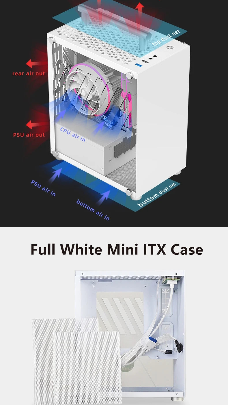 METALFISH™ T40 Mini ITX 7L Compact Gaming Case