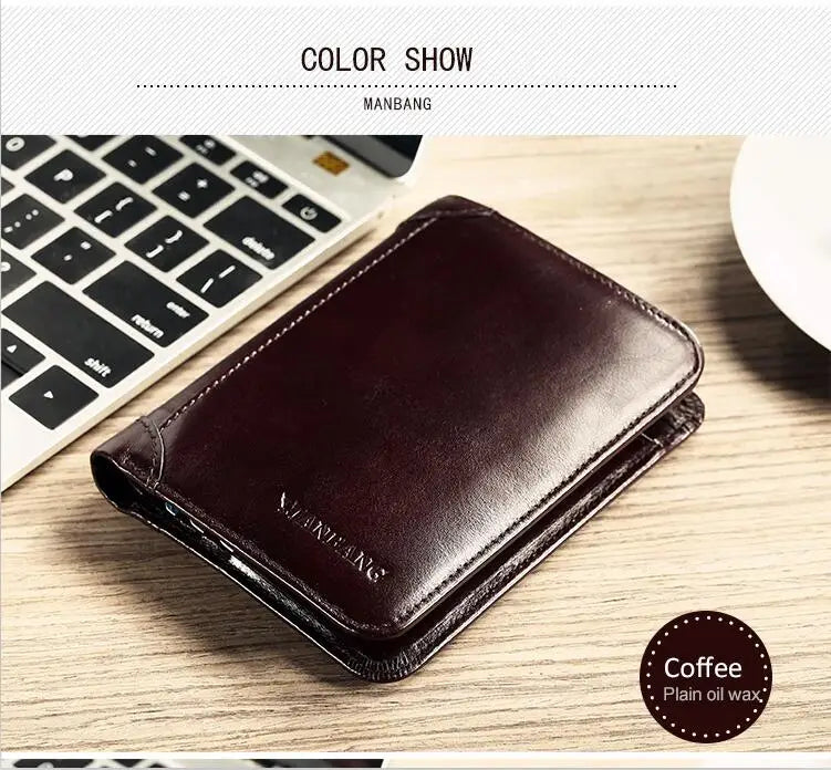 MANBANG™ Classic Genuine Leather Slim Wallet for Men