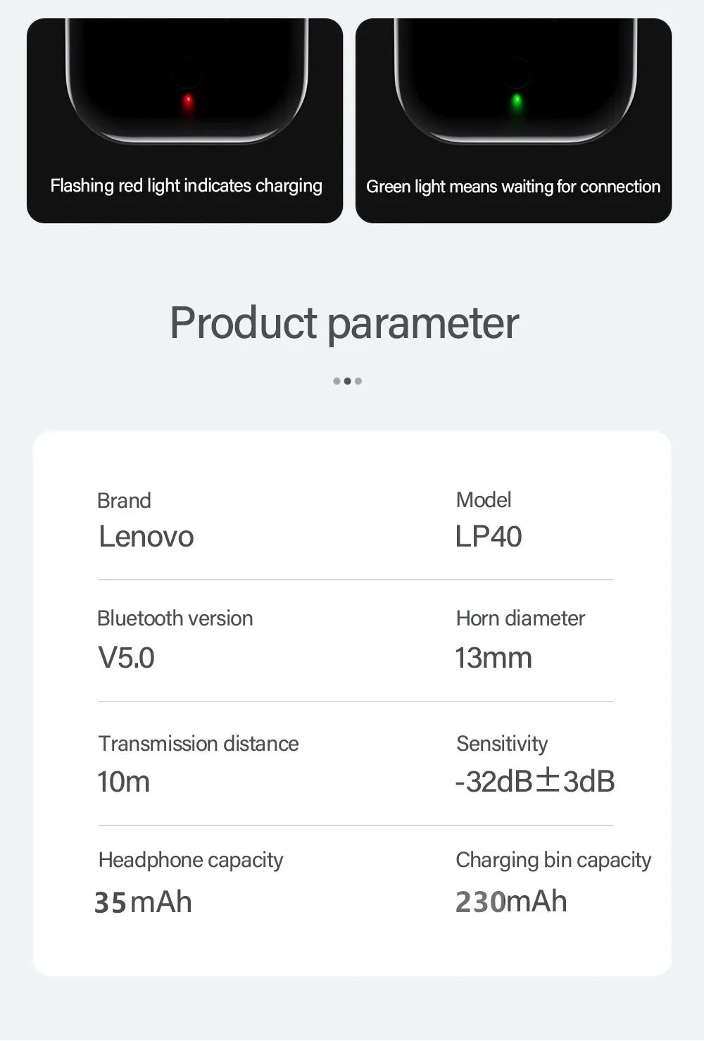 LENOVO™ LP40 Touch Control TWS Wireless Stereo Earbuds