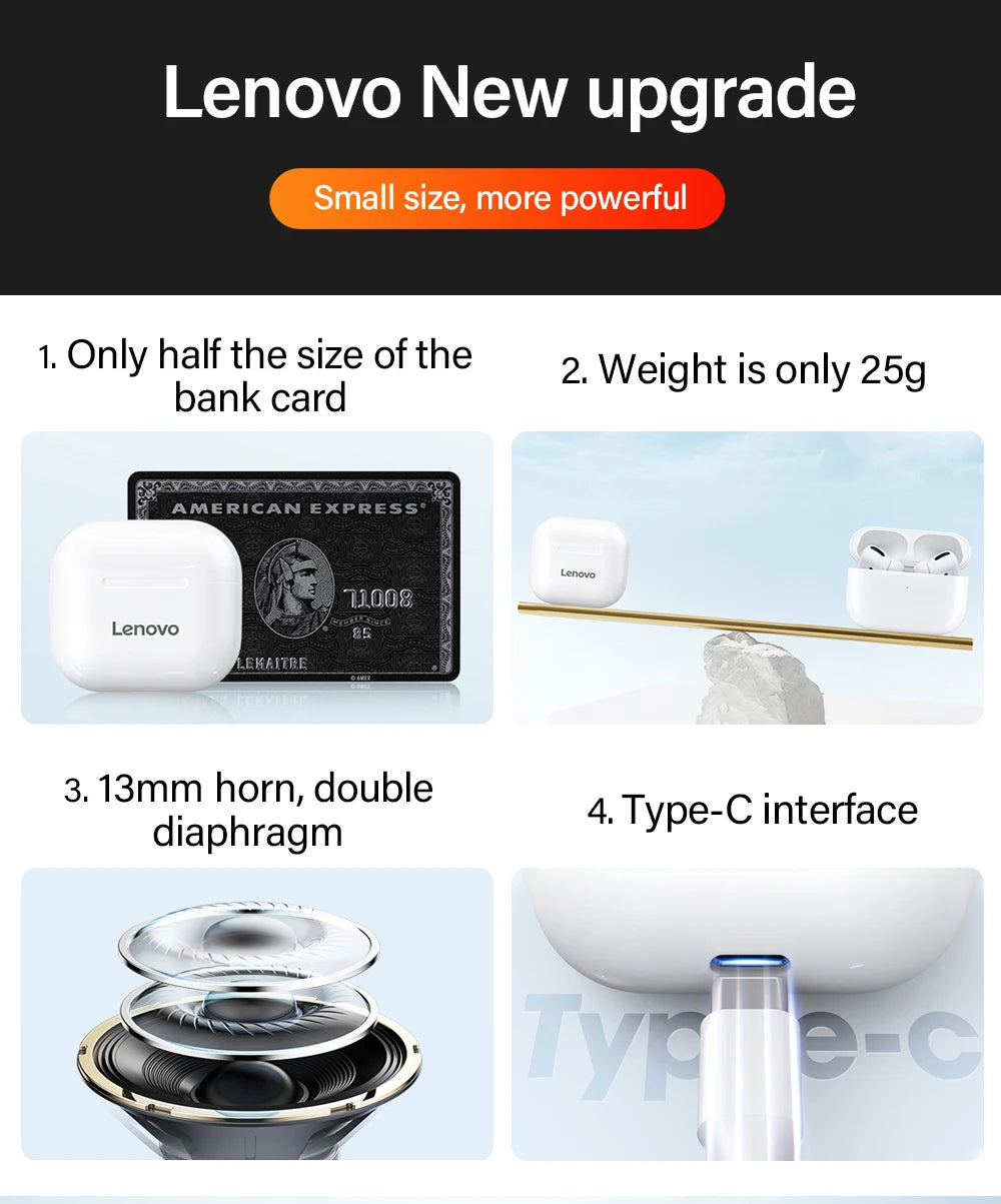 LENOVO™ LP40 Touch Control TWS Wireless Stereo Earbuds