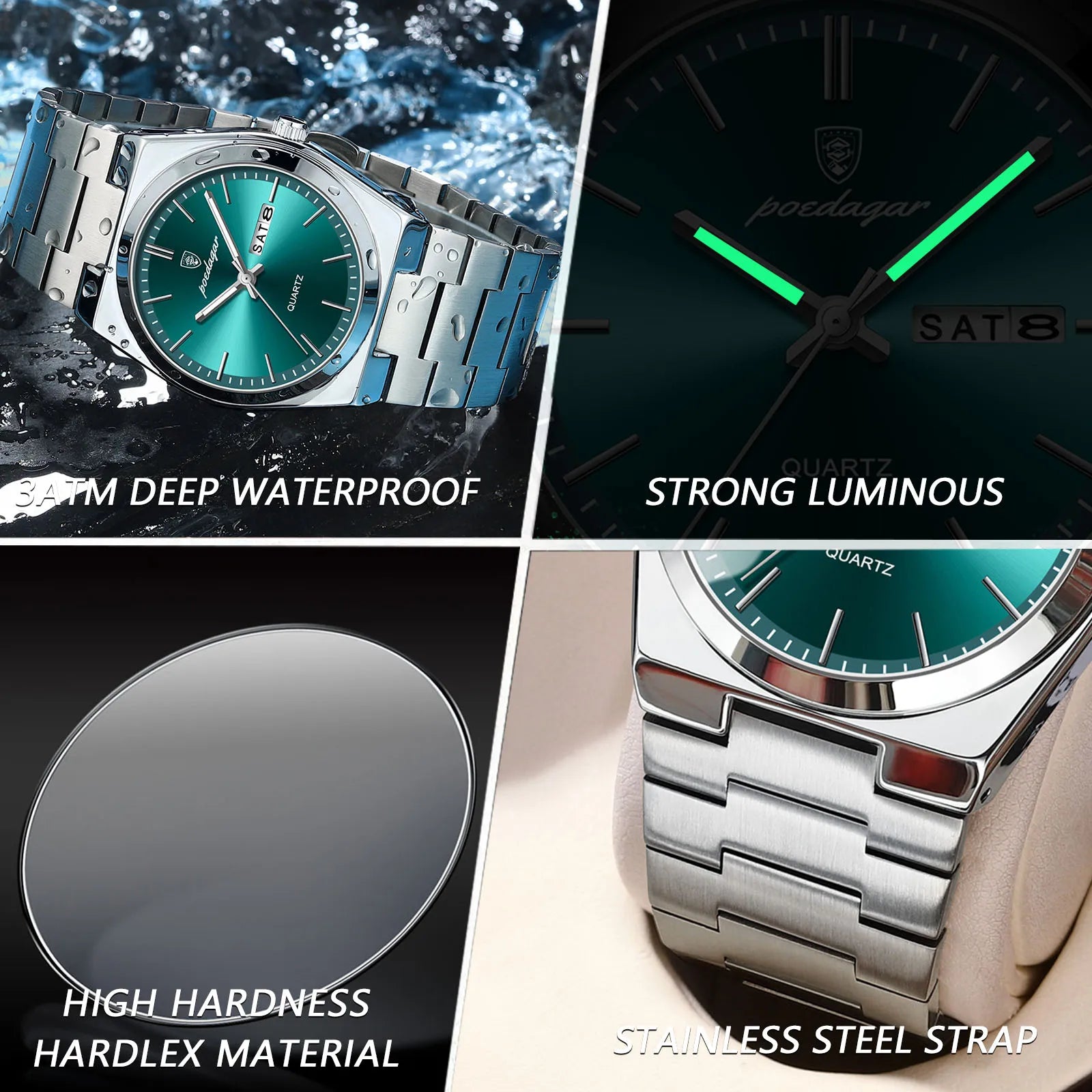 POEDAGAR™ Luxury Stainless Steel Quartz Luminous Men’s Watch