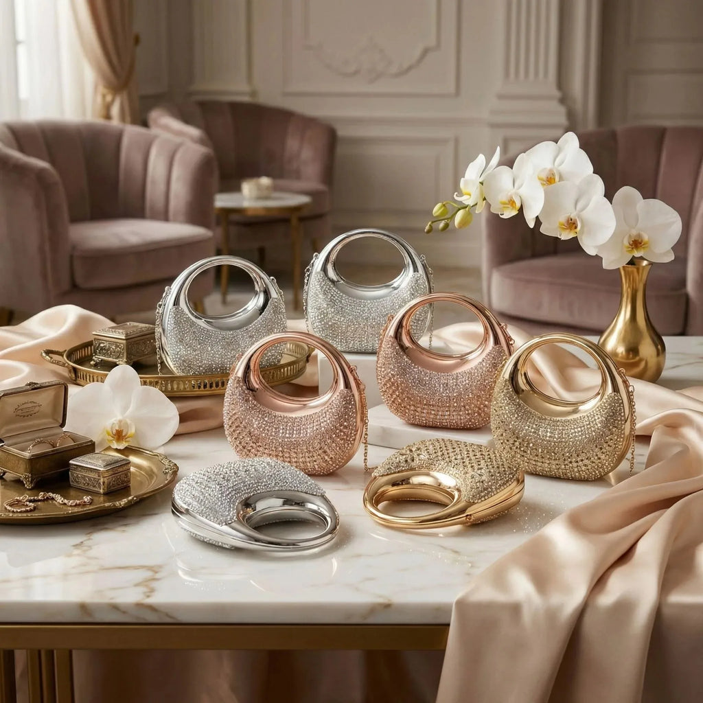 VELURE™ GoldGlow Acrylic Evening Clutch Bag
