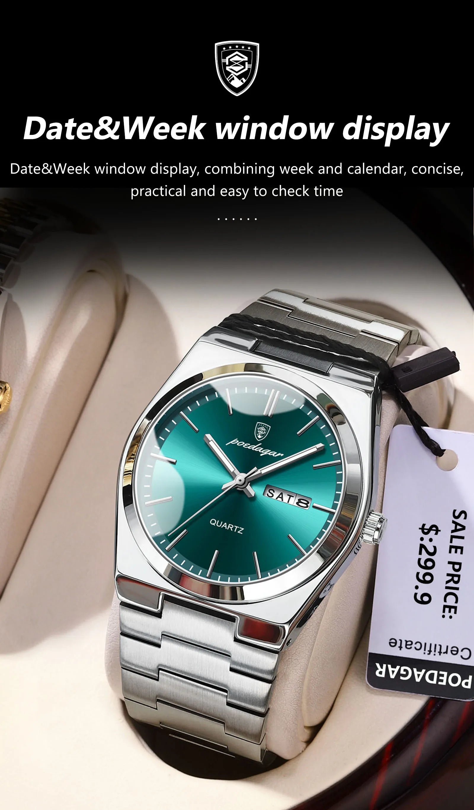 POEDAGAR™ Luxury Stainless Steel Quartz Luminous Men’s Watch