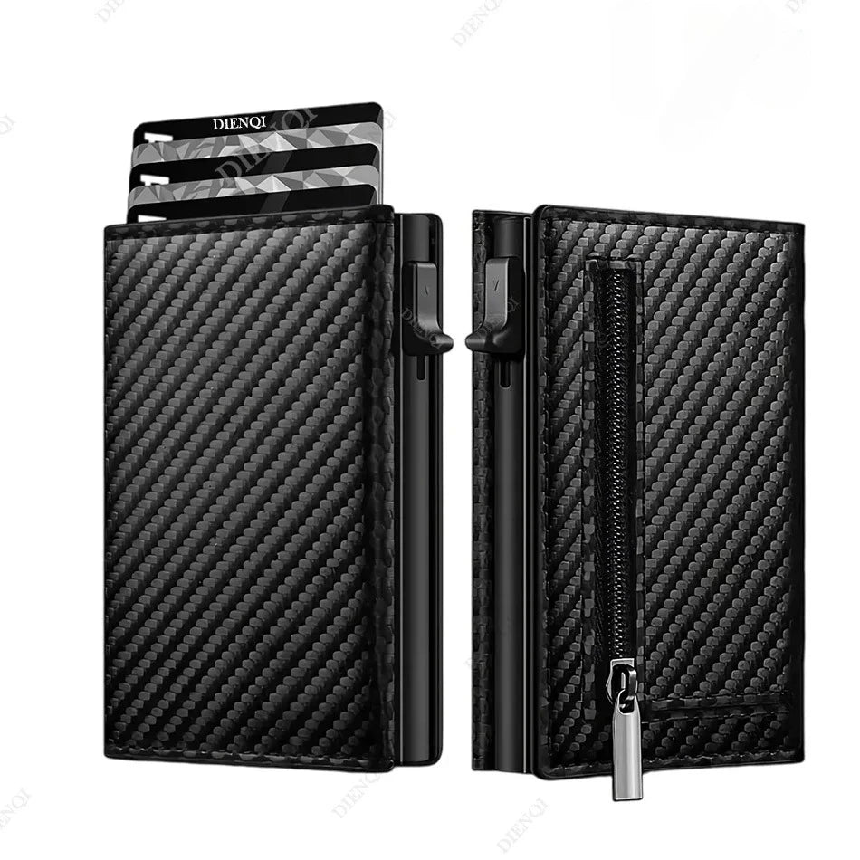AURION™ Carbon Fiber RFID Slim Card & Coin Wallet for Men