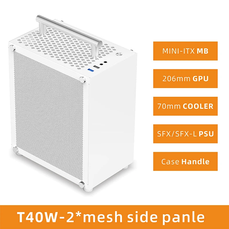 METALFISH™ T40 Mini ITX 7L Compact Gaming Case