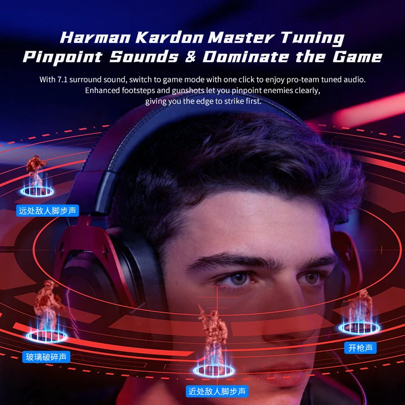 ARTTI Wireless Bluetooth Gaming Headset Over Ear 7.1 Surround Sound Gaming Headphones with Mic Low Latency for PS5 PS4 PC