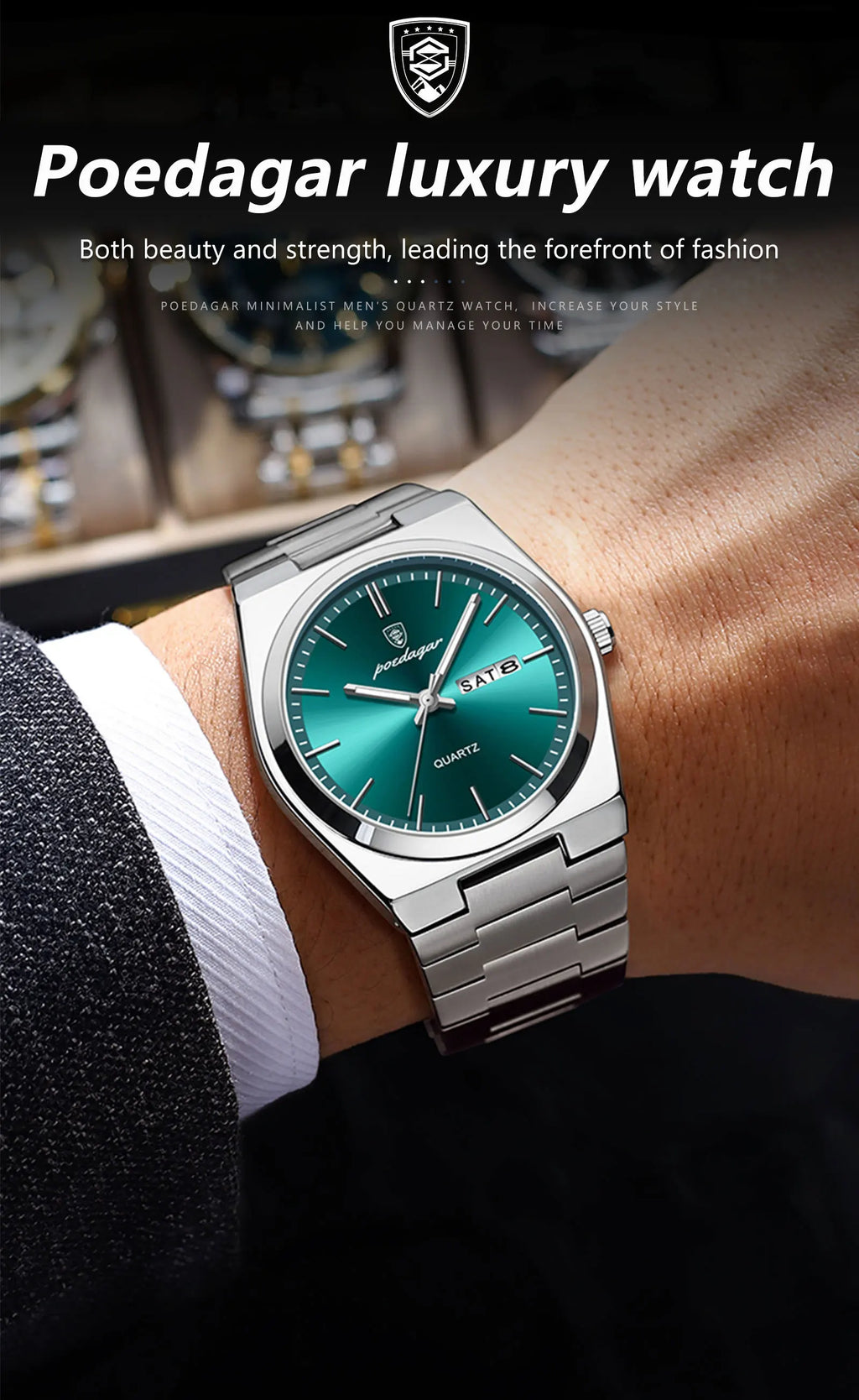 POEDAGAR™ Luxury Stainless Steel Quartz Luminous Men’s Watch