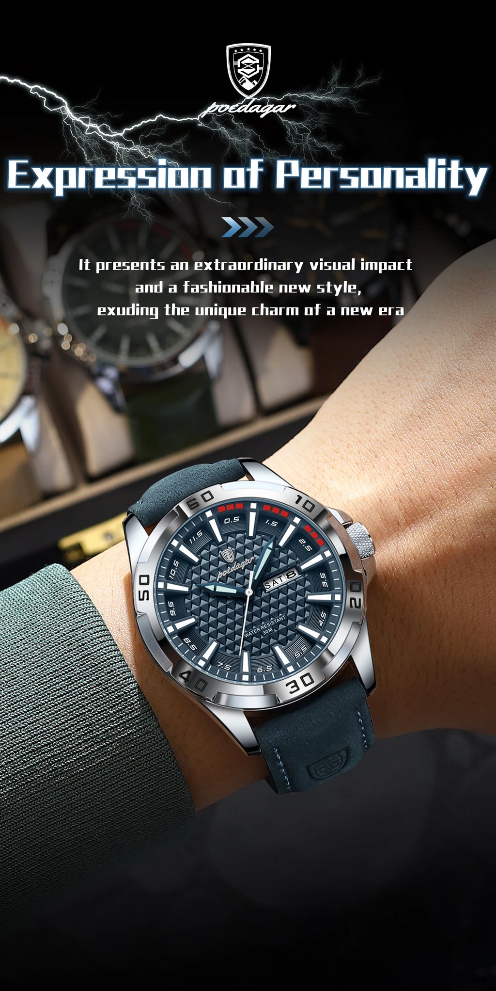 POEDAGAR™ Original Luxury Quartz Sport Leather Men’s Watch
