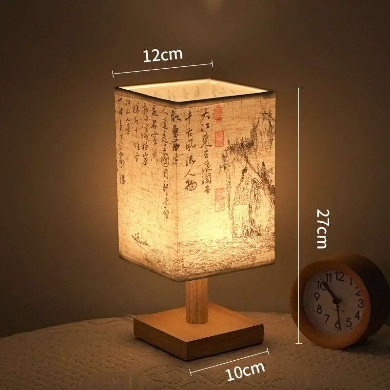 AURASTEL™ ZenGlow Fabric Square Bedside Lamp