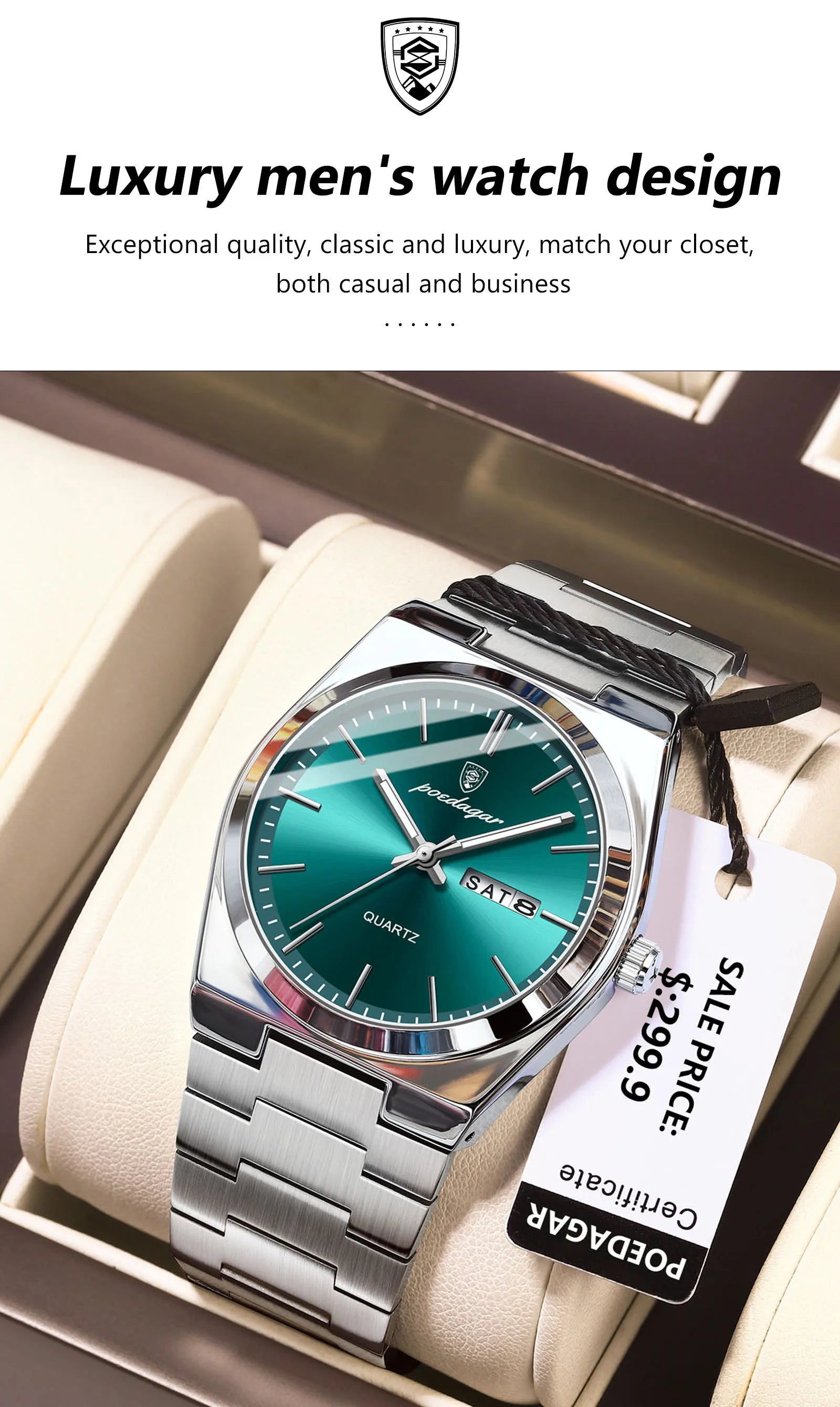 POEDAGAR™ Luxury Stainless Steel Quartz Luminous Men’s Watch