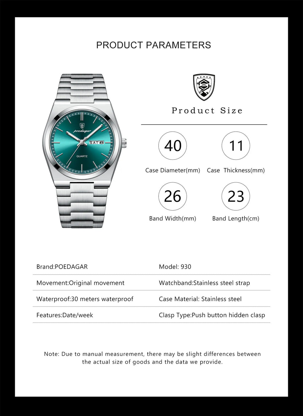 POEDAGAR™ Luxury Stainless Steel Quartz Luminous Men’s Watch