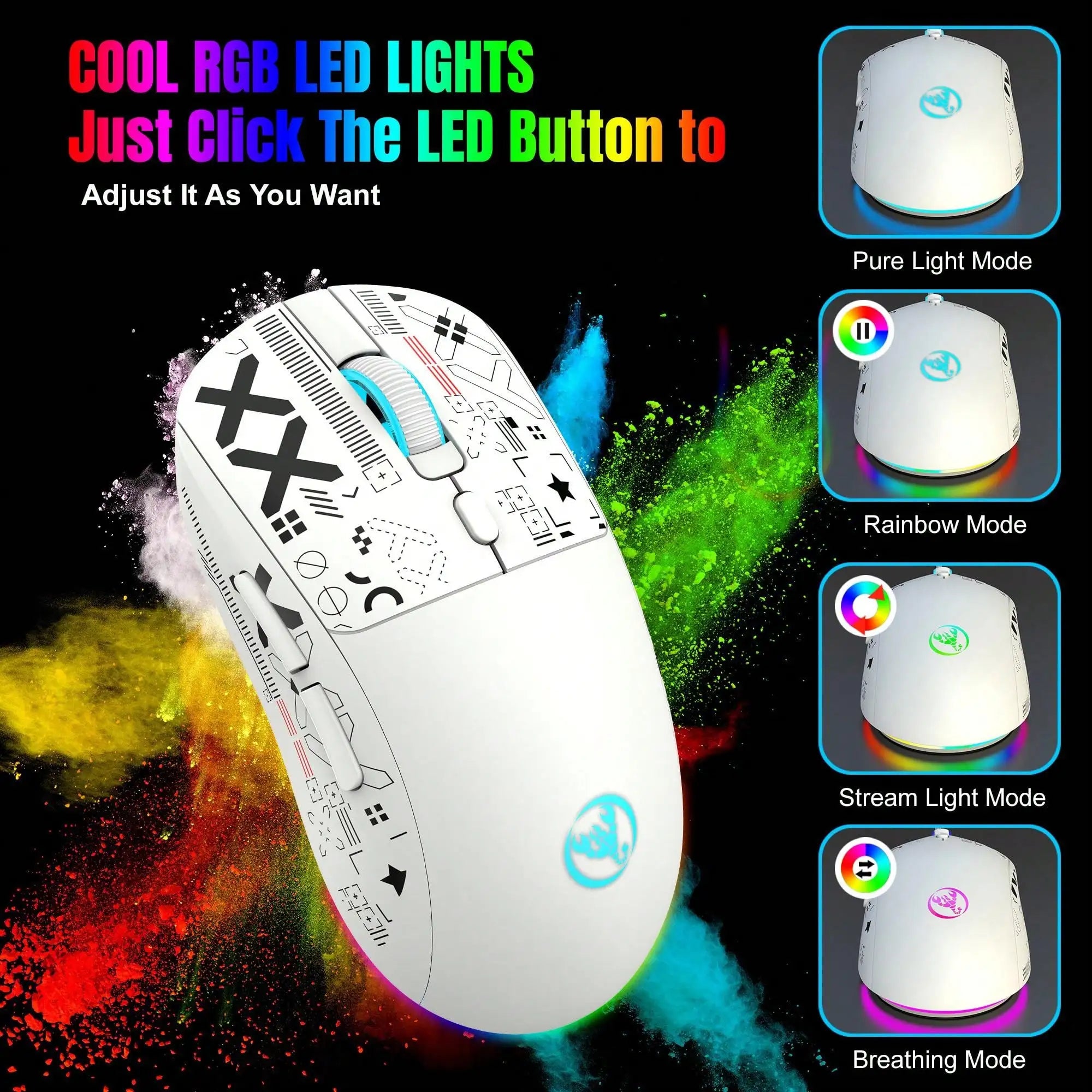 HXSJ™ T90 RGB Tri-Mode Gaming Mouse