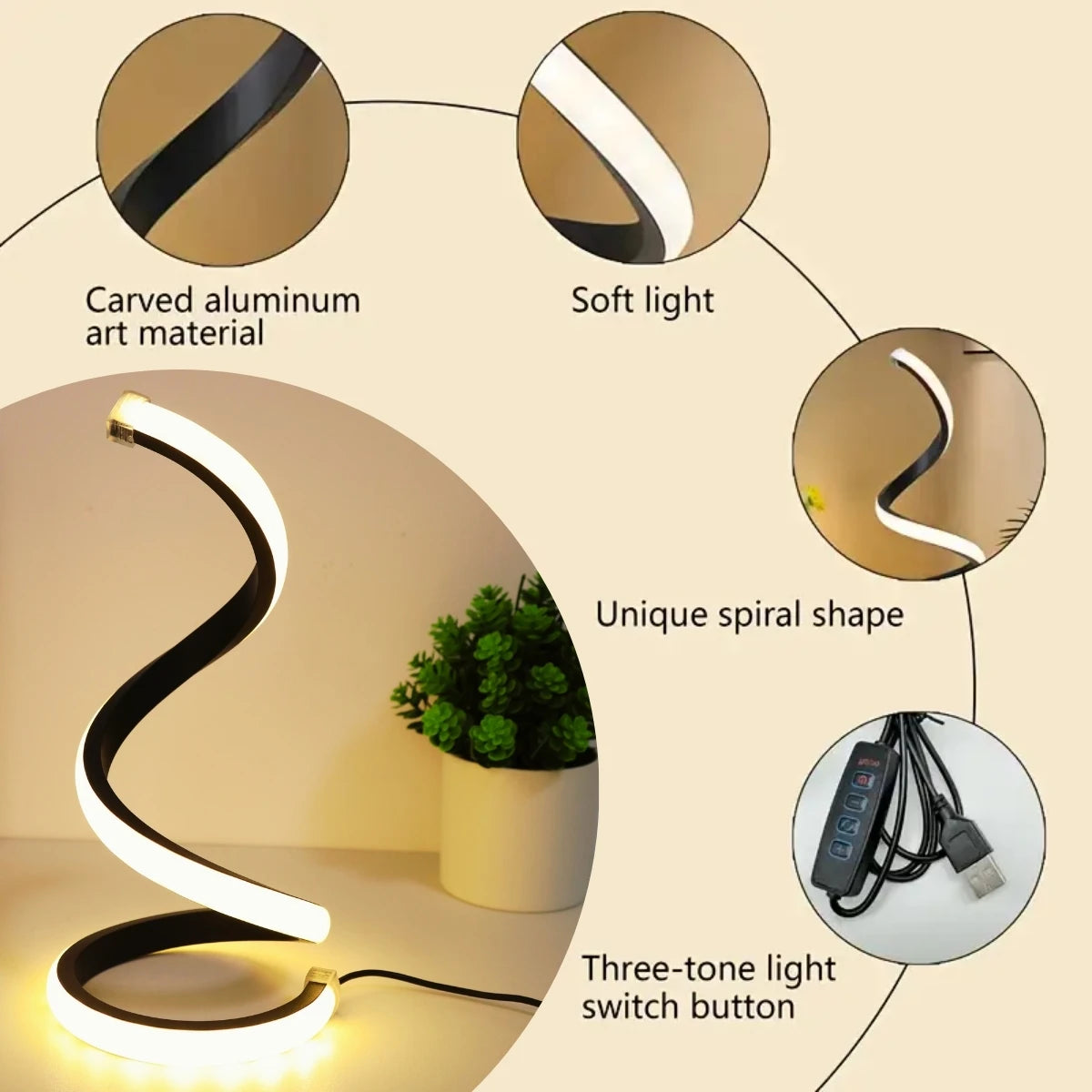 LUMIARC™ Spiral Glow LED Desk Lamp