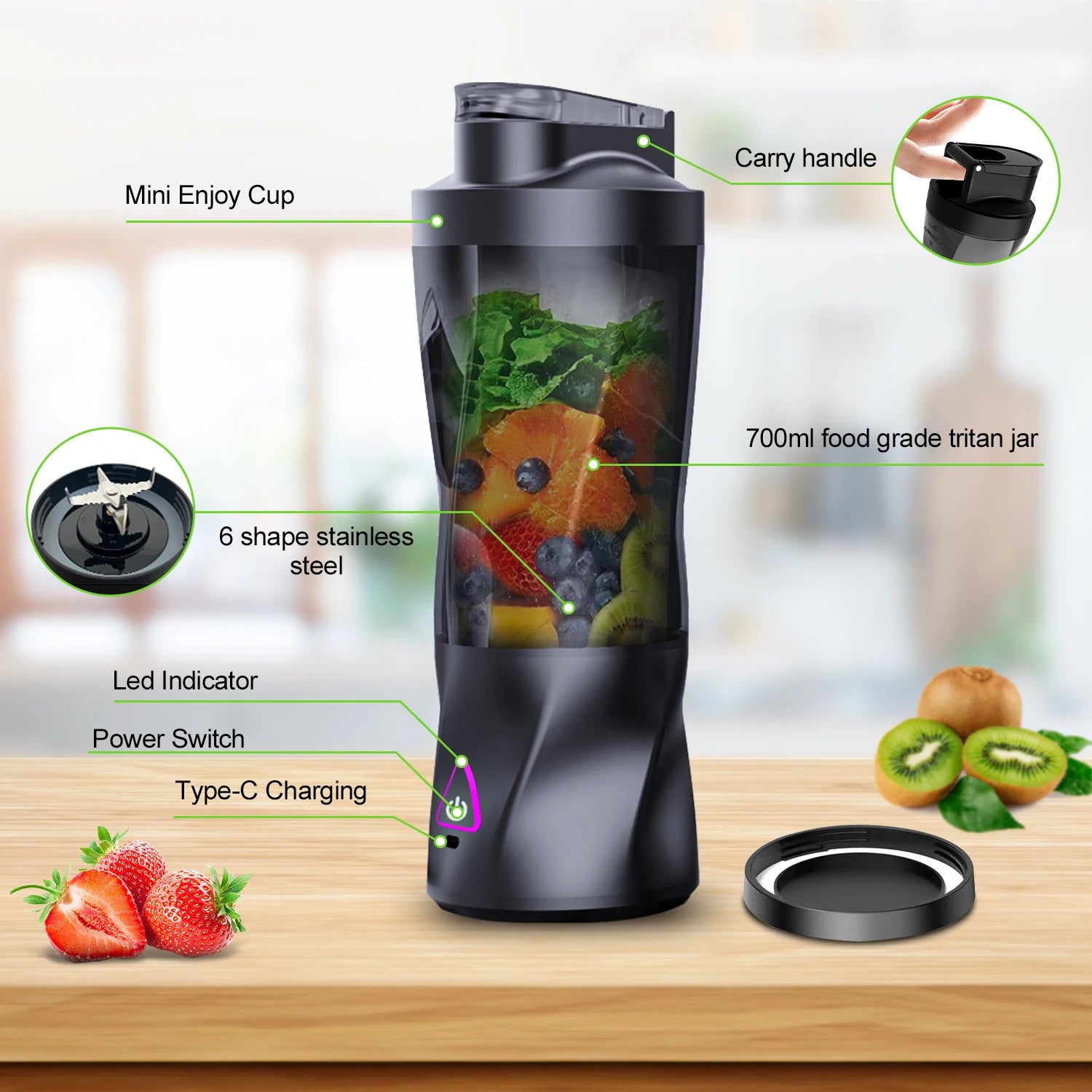 VITAFLOW™ 700ML Portable Smoothie Blender Cup