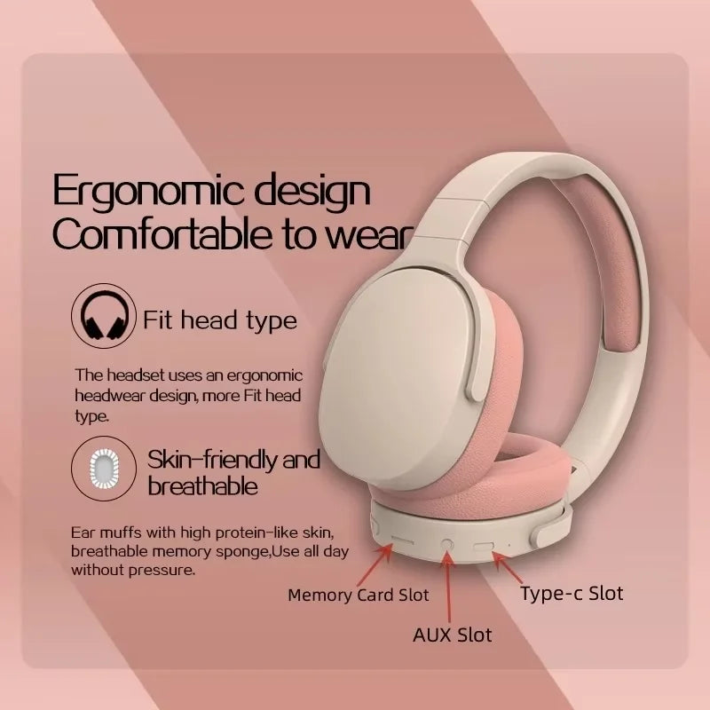 P2961 Bluetooth Wireless HIFI Headset Headphone Stereo with Microphone Lightweight and Foldable Low Latency for PC Mobile Gaming