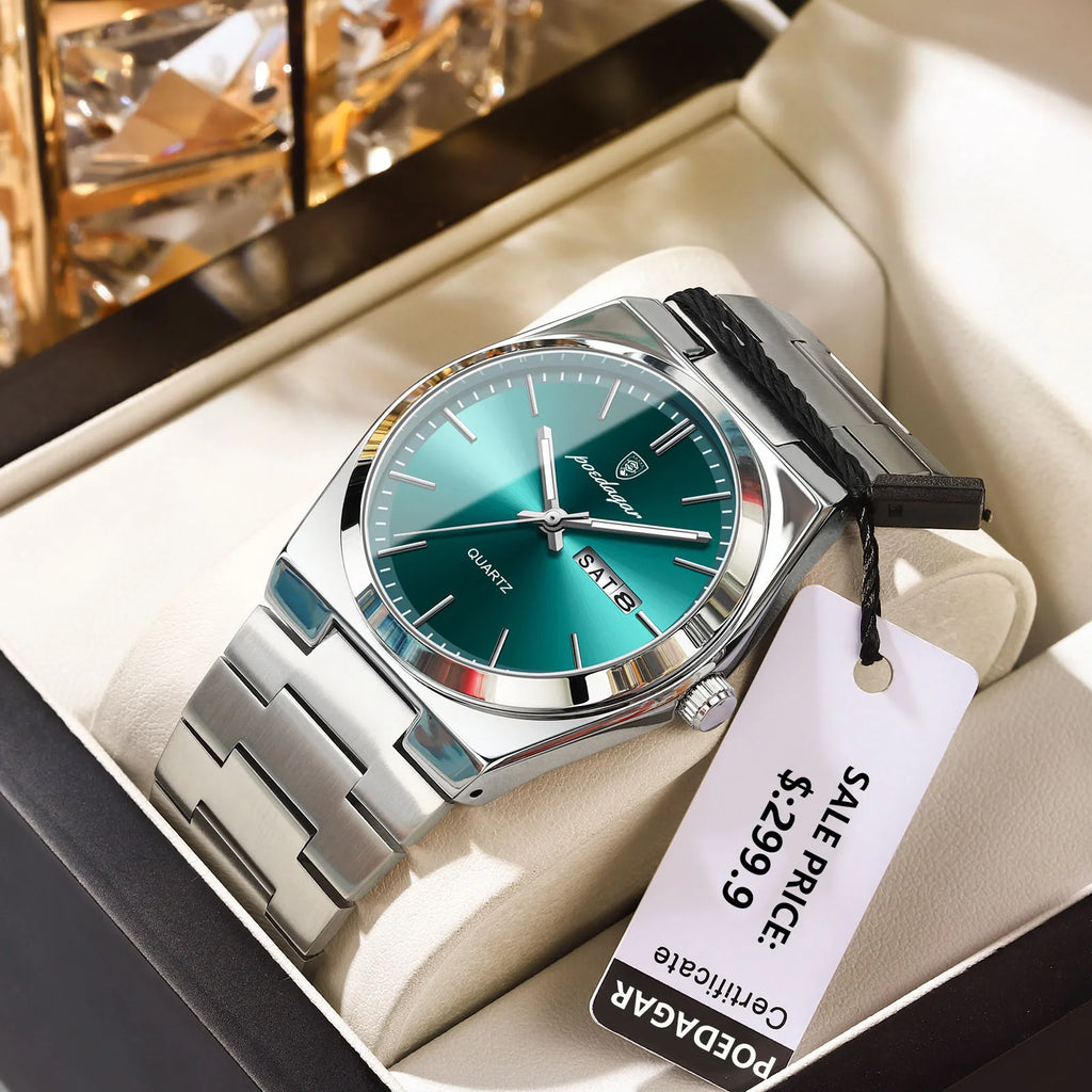 POEDAGAR™ Luxury Stainless Steel Quartz Luminous Men’s Watch