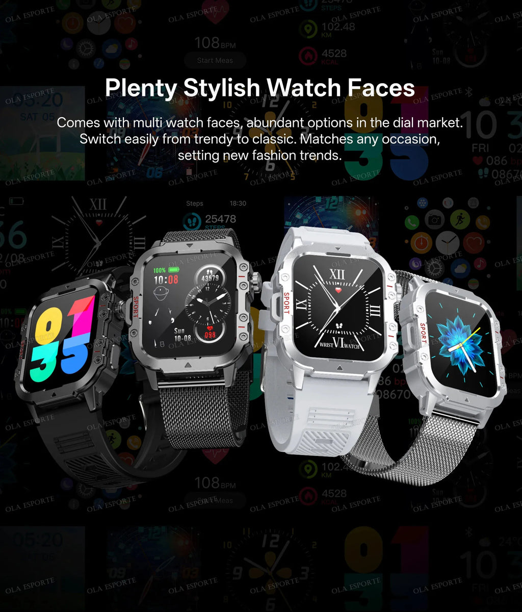 2026 Military-Grade Smartwatch – GPS, Flashlight, 3ATM Waterproof, Bluetooth Call, 100+ Sports Modes