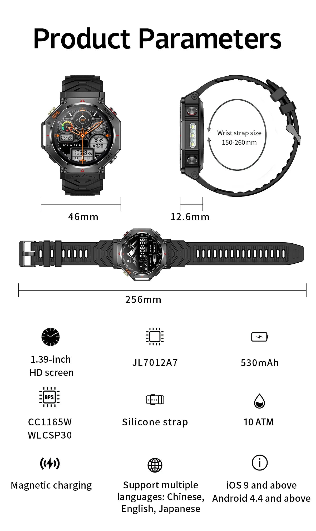 T-Rex 3 Ultra Military-Grade Smartwatch – GPS, 10ATM Waterproof, Compass & Altimeter, AMOLED HD Call