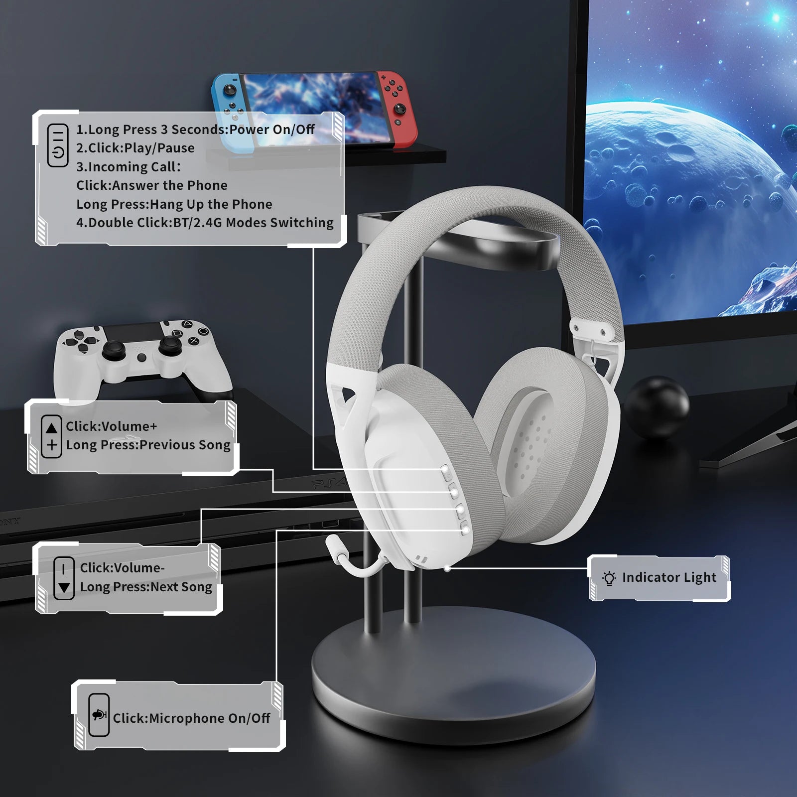 ATTACK SHARK L80 Wireless Gaming Headset – Ultra-Light RGB Low Latency