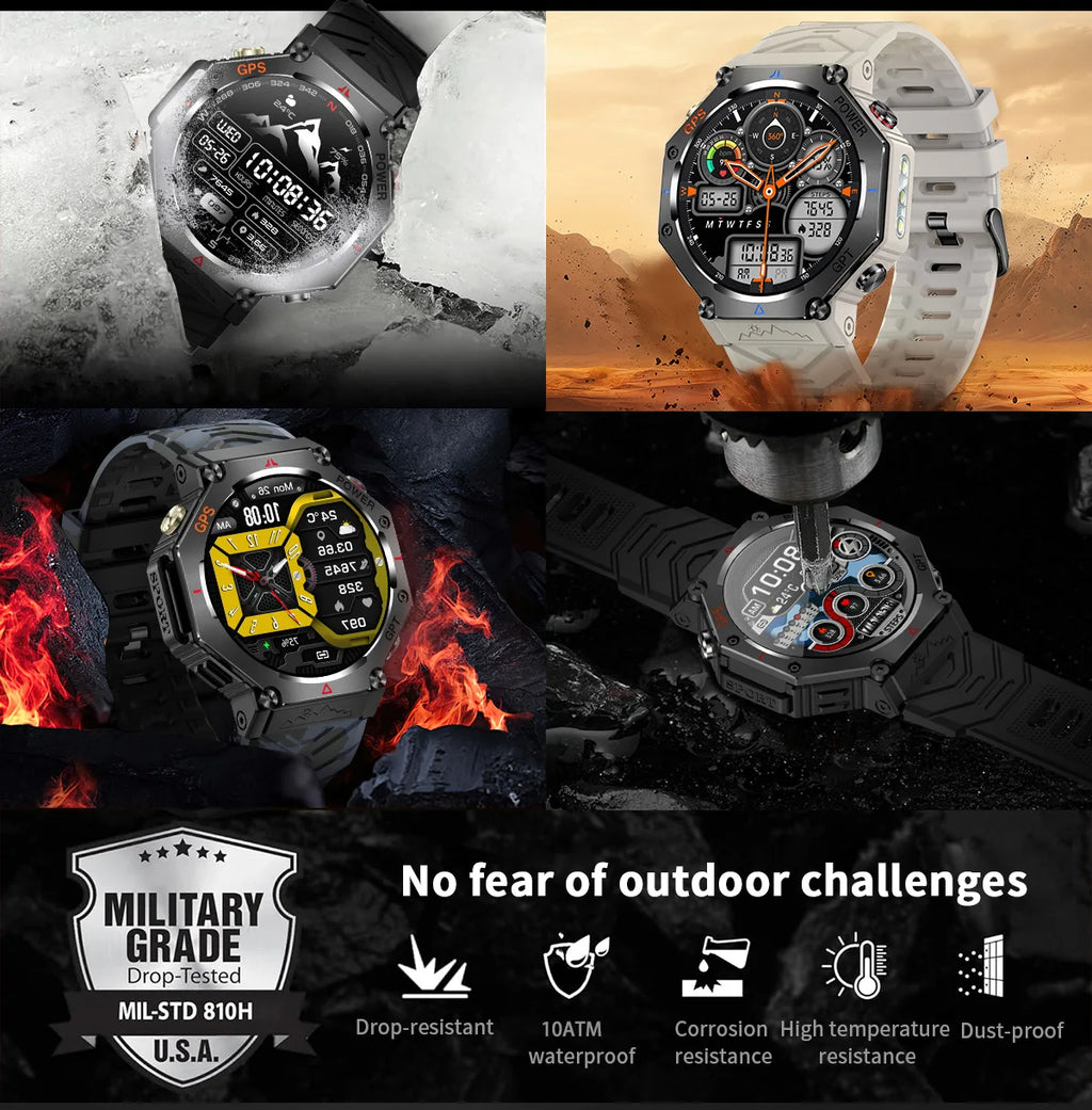T-Rex 3 Ultra Military-Grade Smartwatch – GPS, 10ATM Waterproof, Compass & Altimeter, AMOLED HD Call
