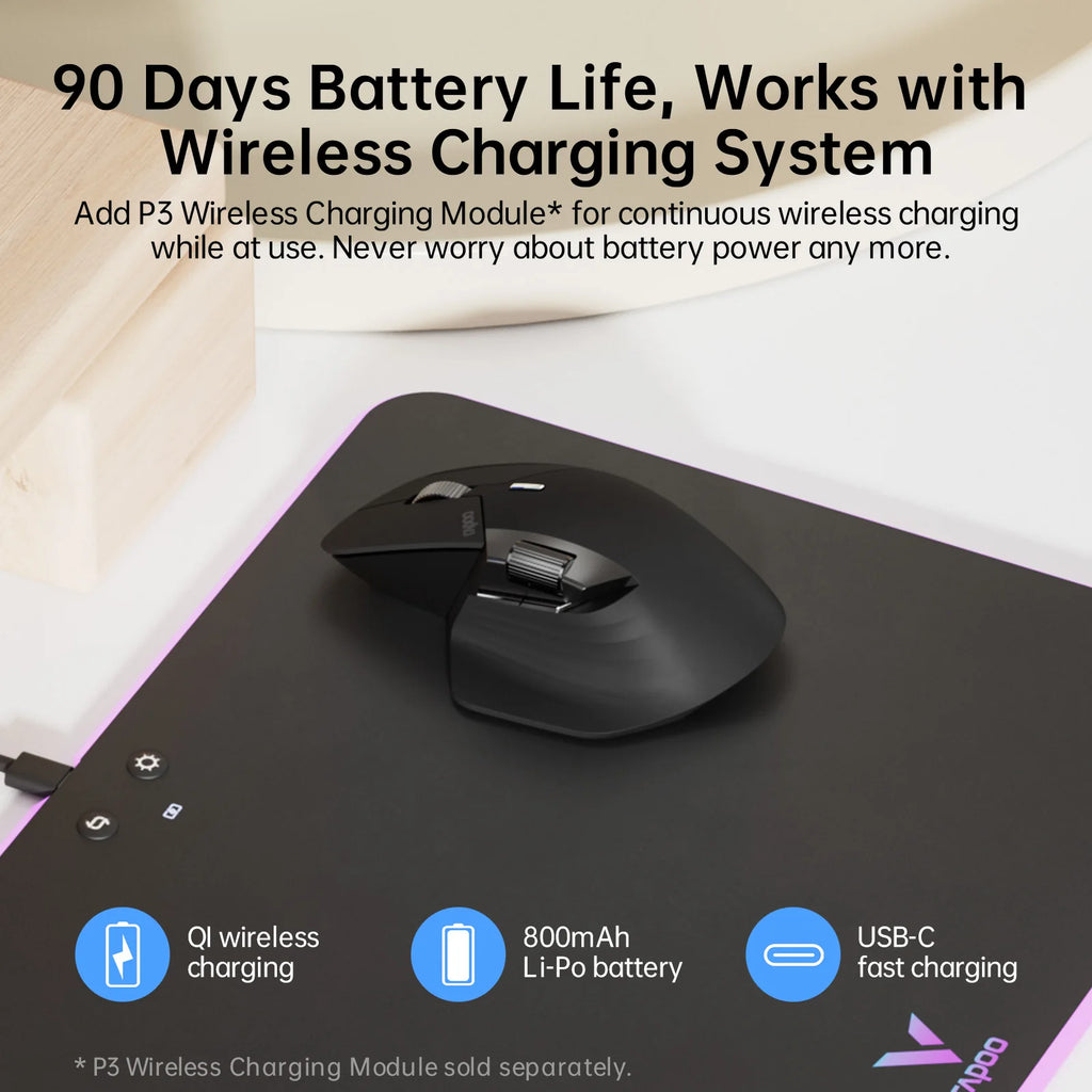 RAPOO™ MT760 Multi-Device Ergonomic Wireless Mouse
