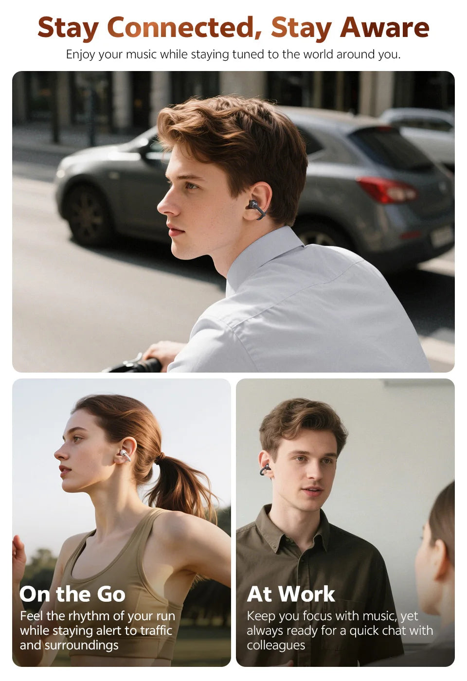 AURION™ Crossky Open-Ear Clip Wireless Earbuds