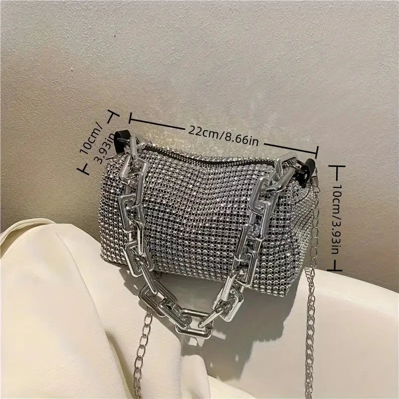 LUXEORA™ CrystalGlow Rhinestone Bucket Bag