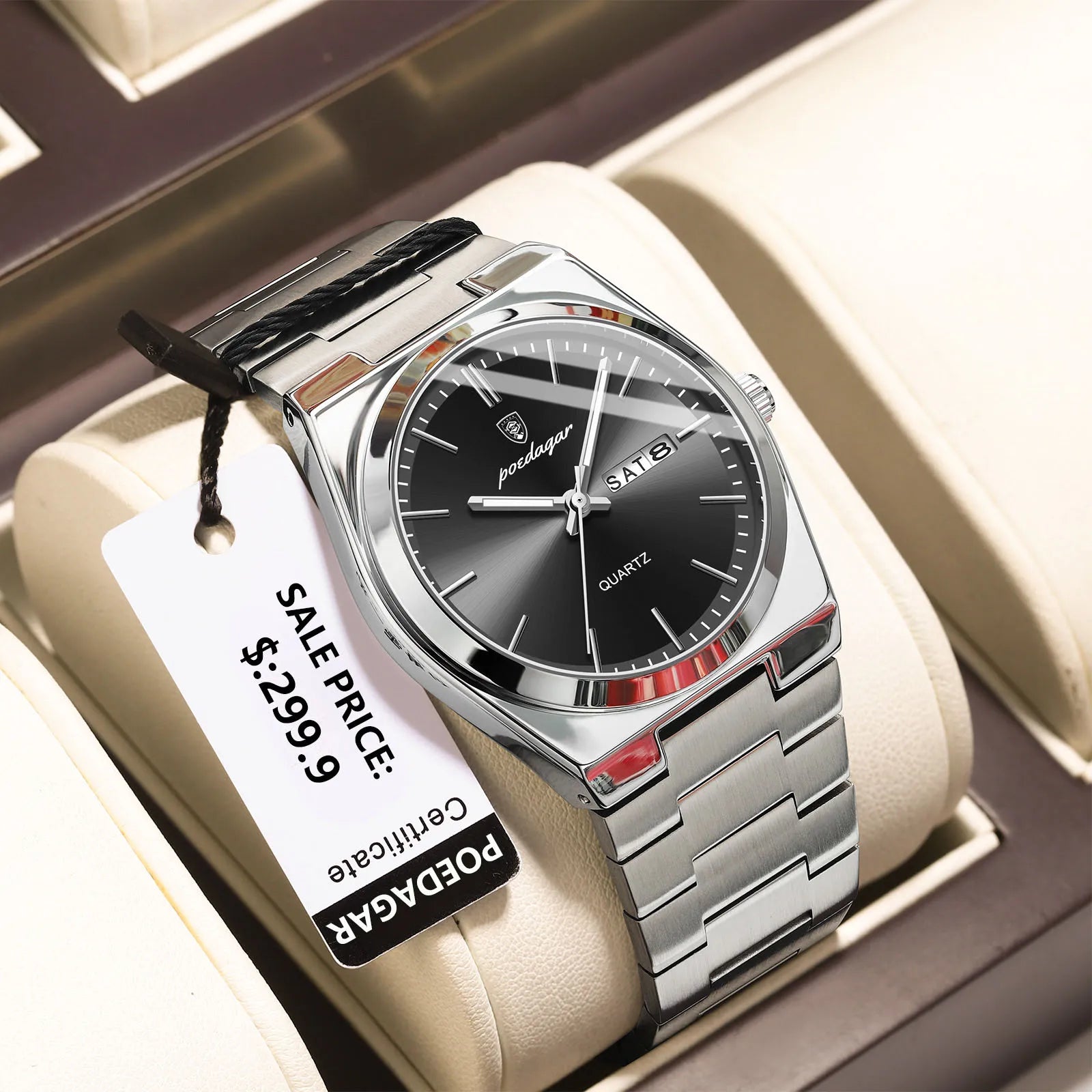 POEDAGAR™ Luxury Stainless Steel Quartz Luminous Men’s Watch
