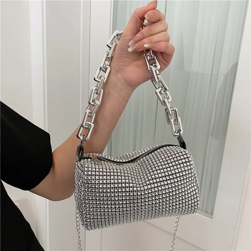 LUXEORA™ CrystalGlow Rhinestone Bucket Bag