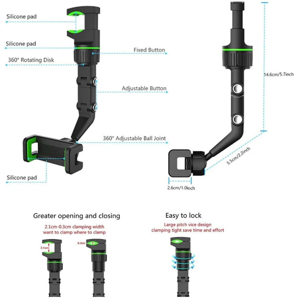AURAVIEW™ 360 Rearview Mirror Phone Mount