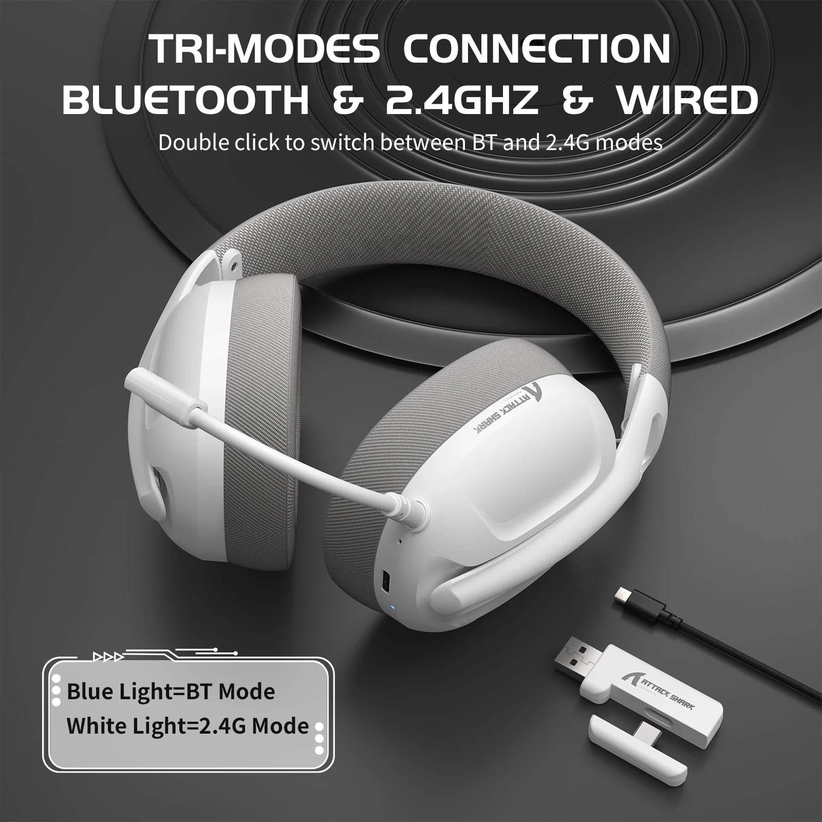 ATTACK SHARK L80 Wireless Gaming Headset – Ultra-Light RGB Low Latency