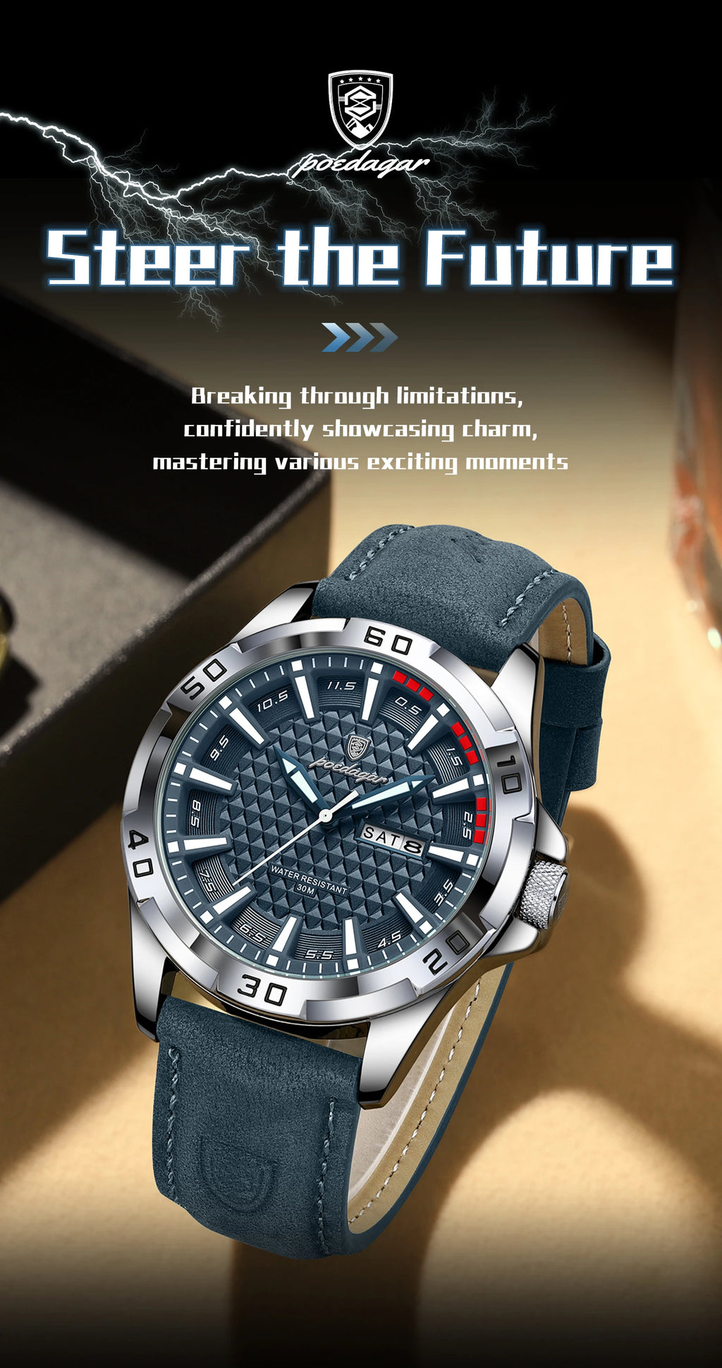 POEDAGAR™ Original Luxury Quartz Sport Leather Men’s Watch