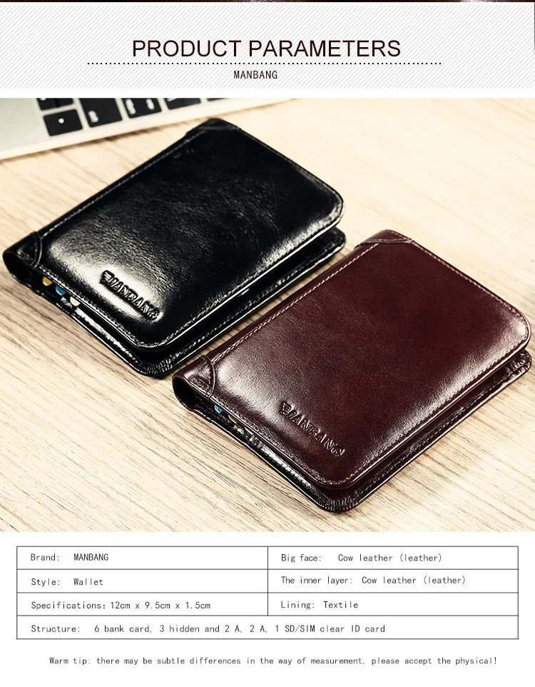MANBANG™ Classic Genuine Leather Slim Wallet for Men