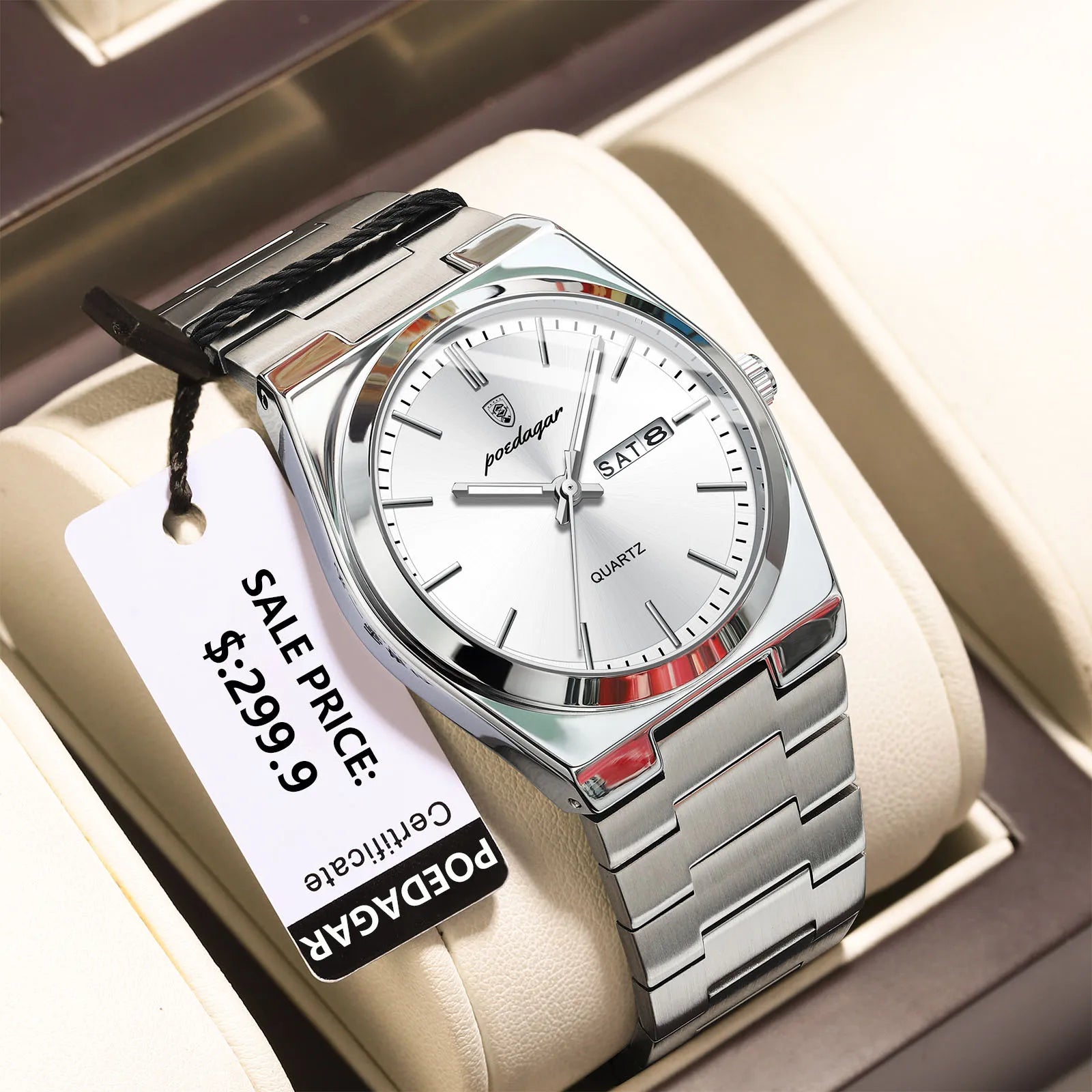 POEDAGAR™ Luxury Stainless Steel Quartz Luminous Men’s Watch