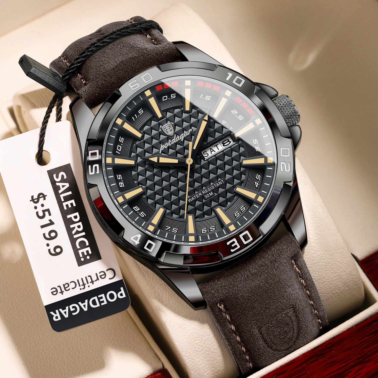 POEDAGAR™ Original Luxury Quartz Sport Leather Men’s Watch