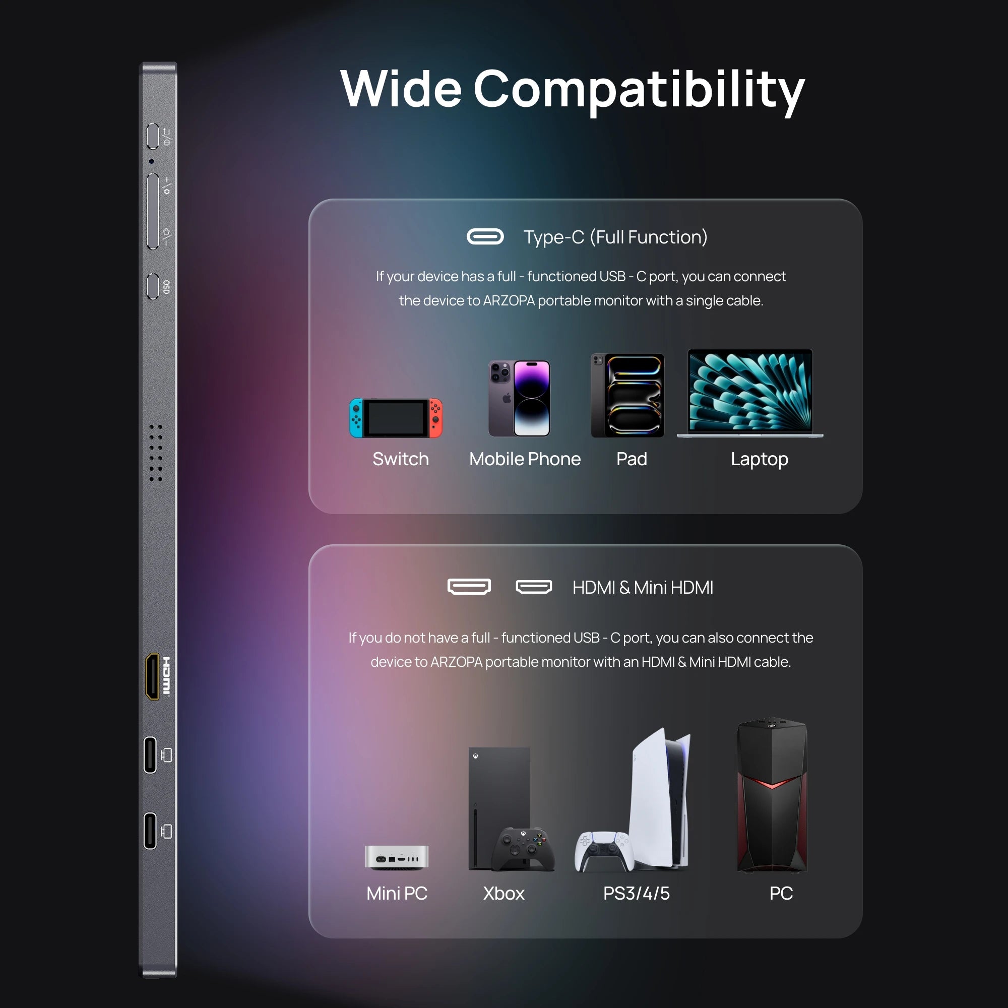 ARZOPA™ Z3FC 16.1” 2.5K 180Hz Portable Gaming Monitor
