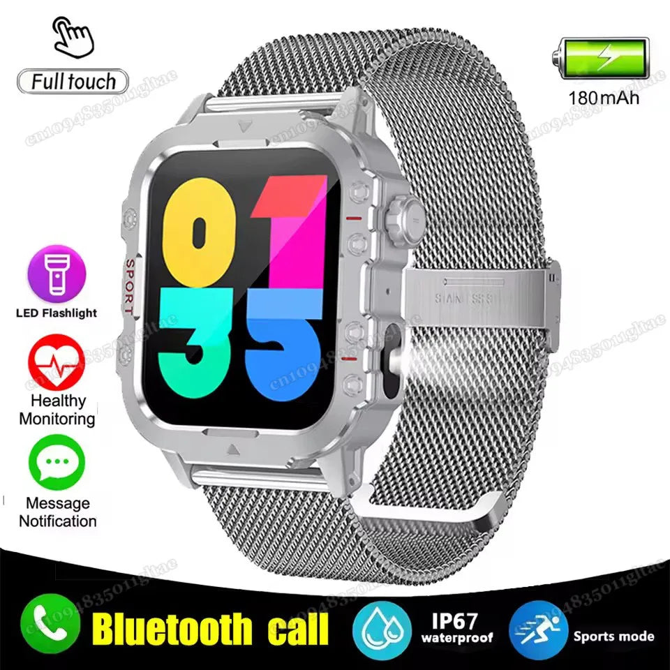 2026 Military-Grade Smartwatch – GPS, Flashlight, 3ATM Waterproof, Bluetooth Call, 100+ Sports Modes