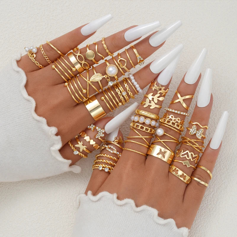 Aurelia™ 58Pcs Vintage Gold Plated Ring Set