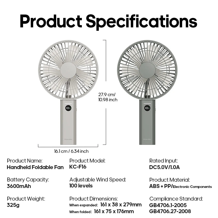 ZENOVA™ FlexBreeze Folding Portable Fan