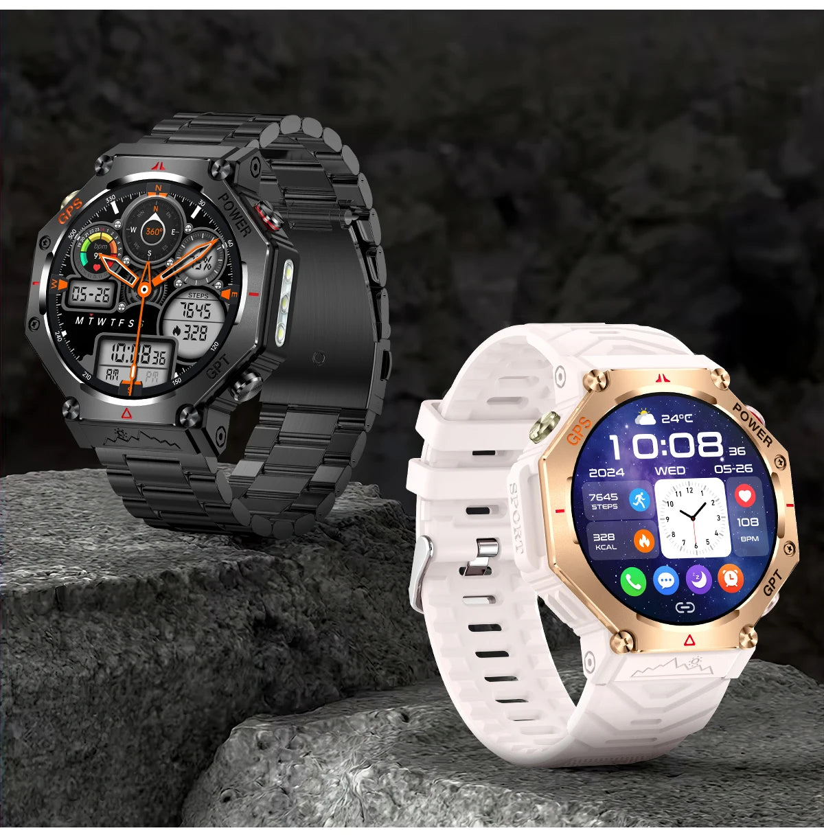 T-Rex 3 Ultra Military-Grade Smartwatch – GPS, 10ATM Waterproof, Compass & Altimeter, AMOLED HD Call