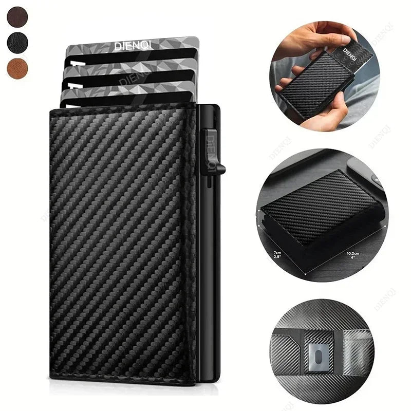 AURION™ Carbon Fiber RFID Slim Card & Coin Wallet for Men