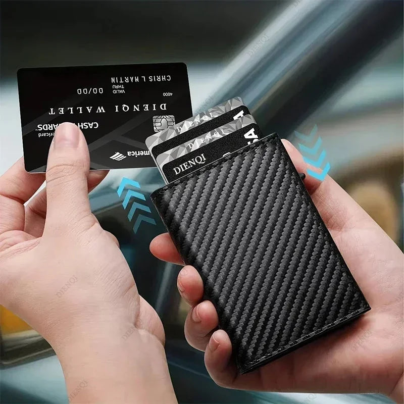 AURION™ Carbon Fiber RFID Slim Card & Coin Wallet for Men