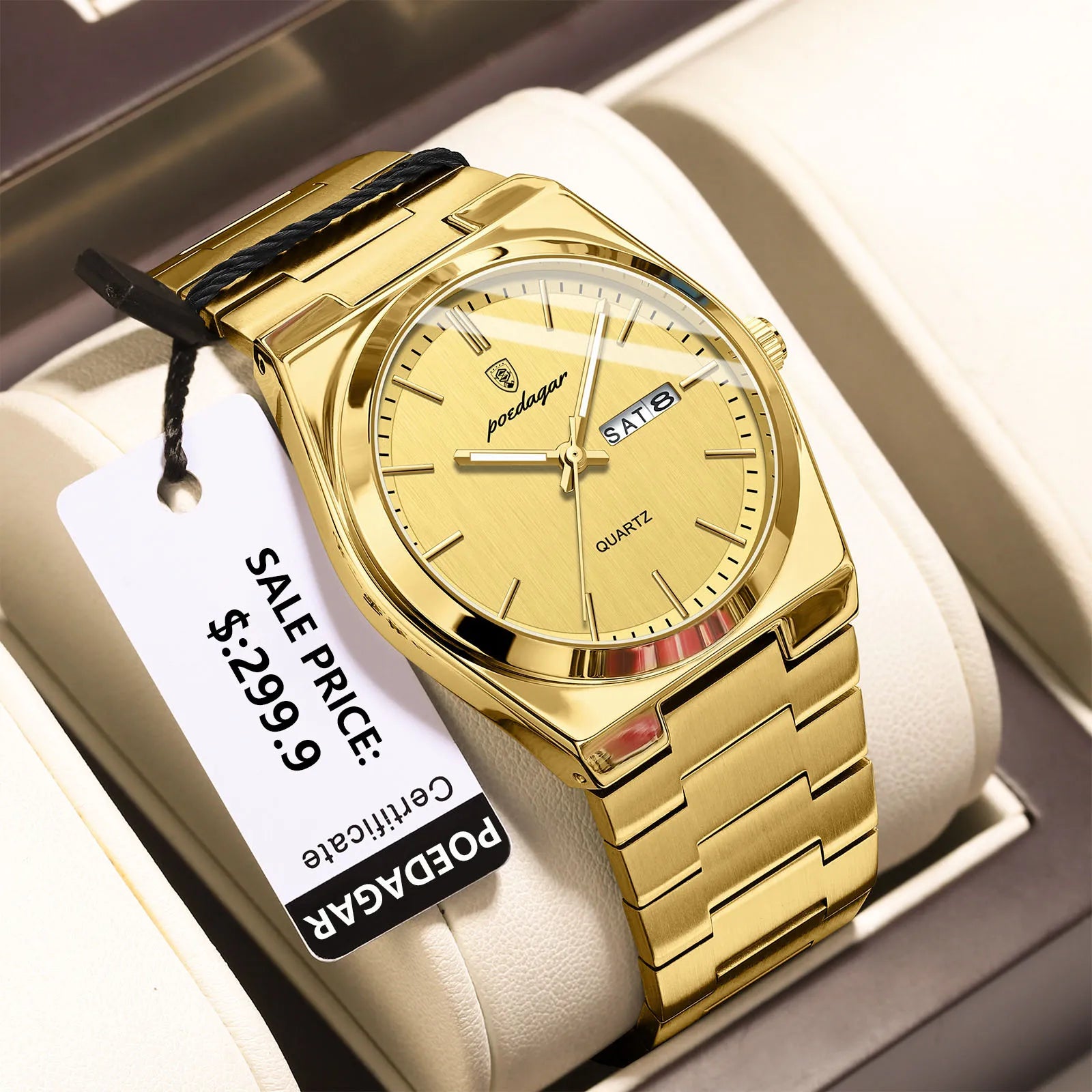 POEDAGAR™ Luxury Stainless Steel Quartz Luminous Men’s Watch