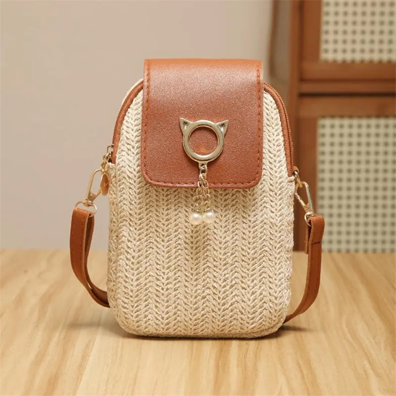 SOLÉVIA™ Handwoven Straw Shoulder Crossbody Bag
