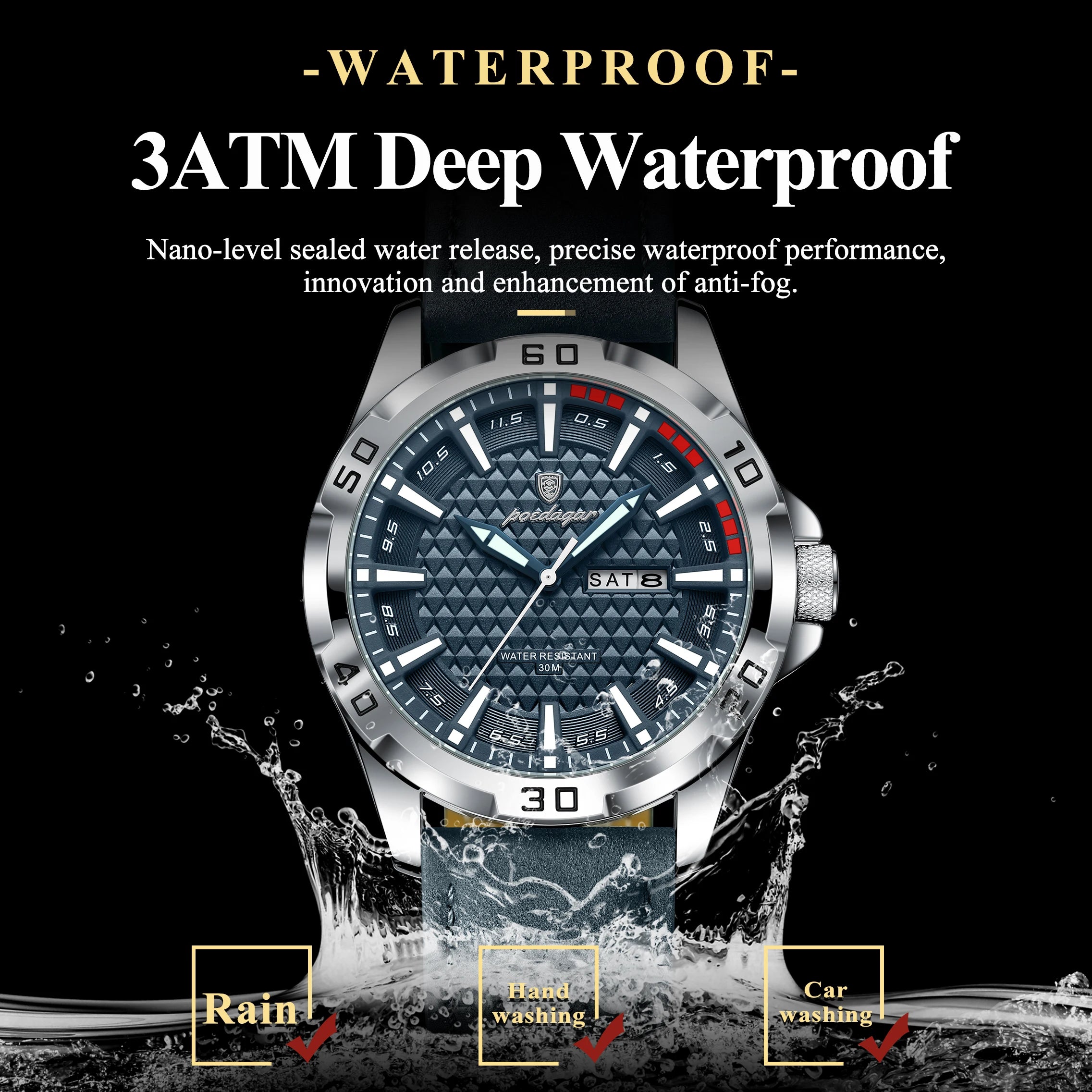 POEDAGAR™ Original Luxury Quartz Sport Leather Men’s Watch