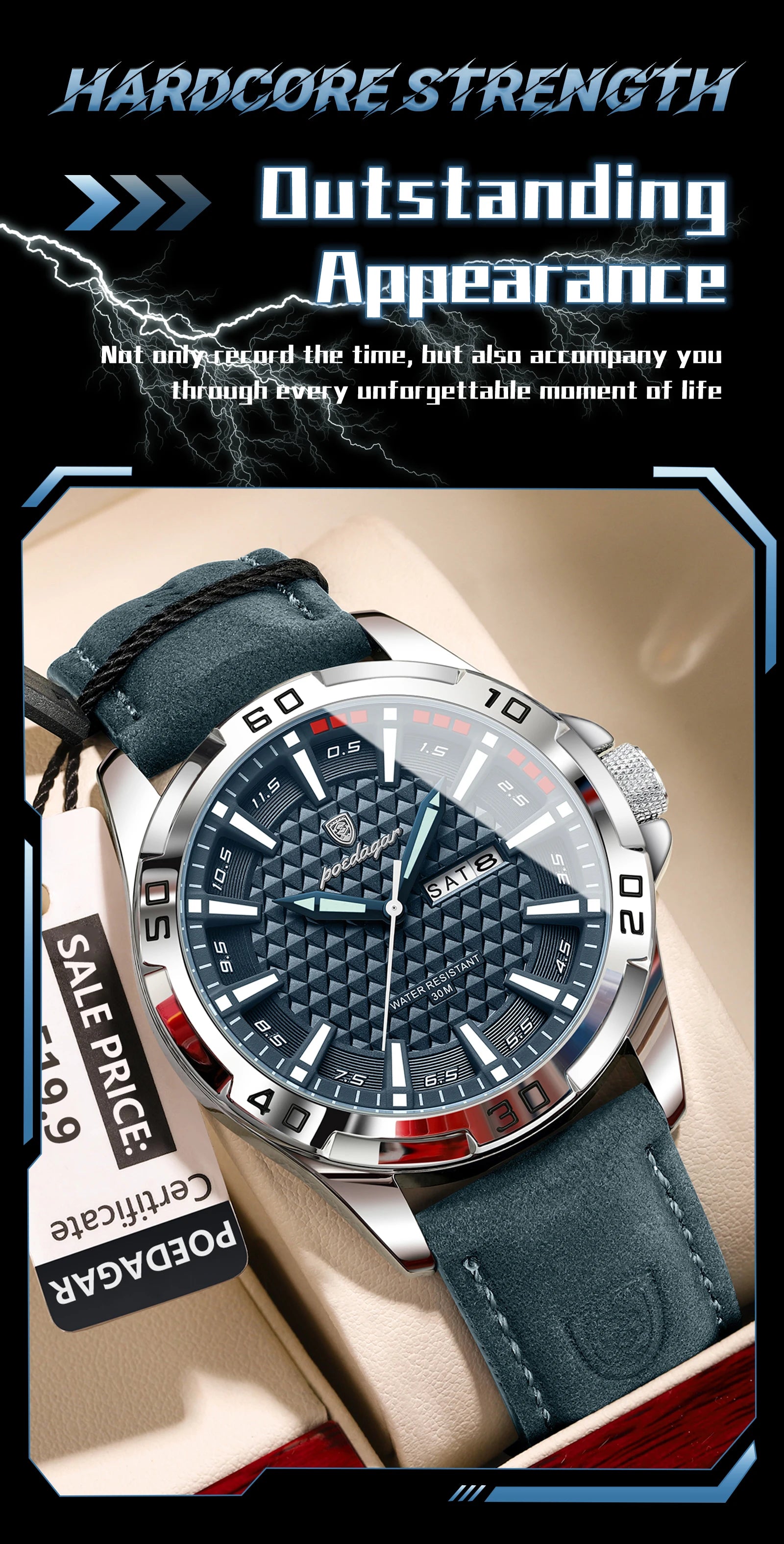 POEDAGAR™ Original Luxury Quartz Sport Leather Men’s Watch