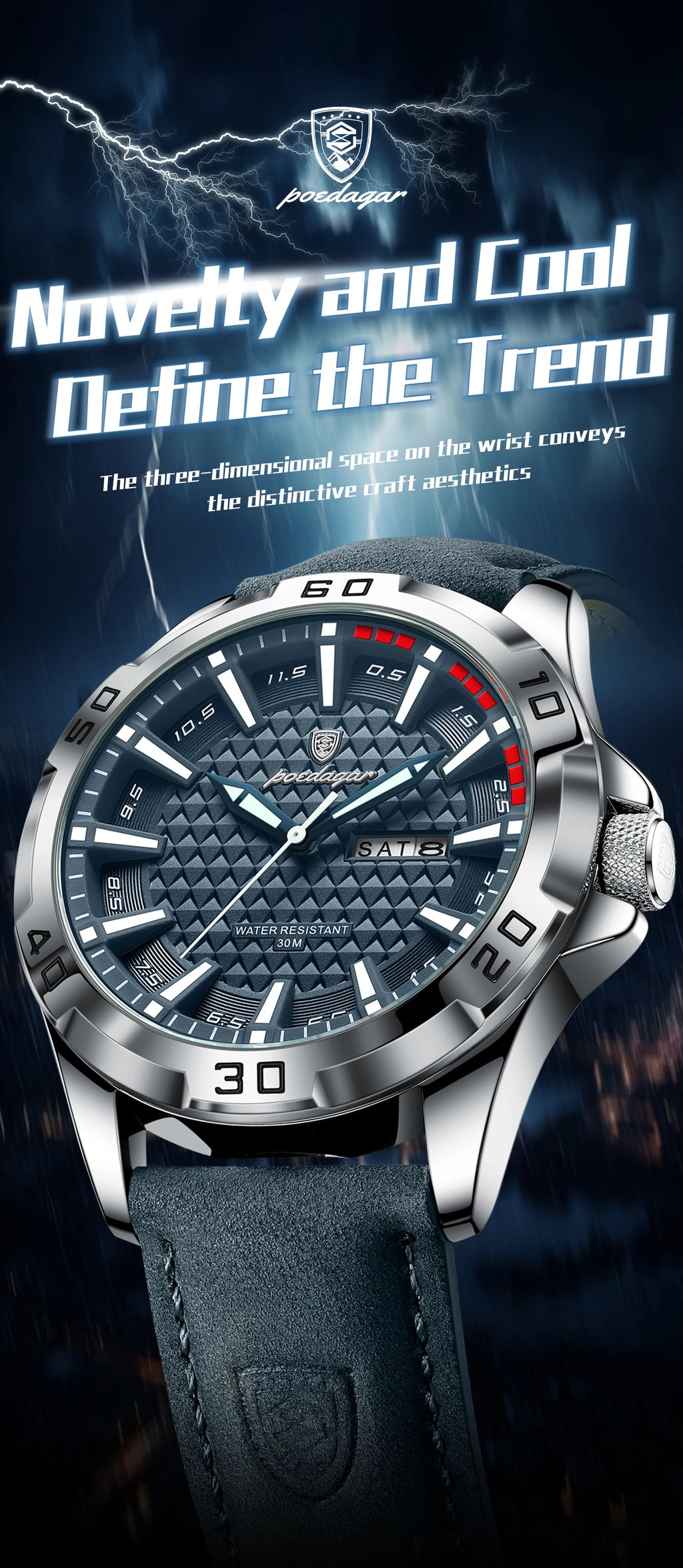 POEDAGAR™ Original Luxury Quartz Sport Leather Men’s Watch